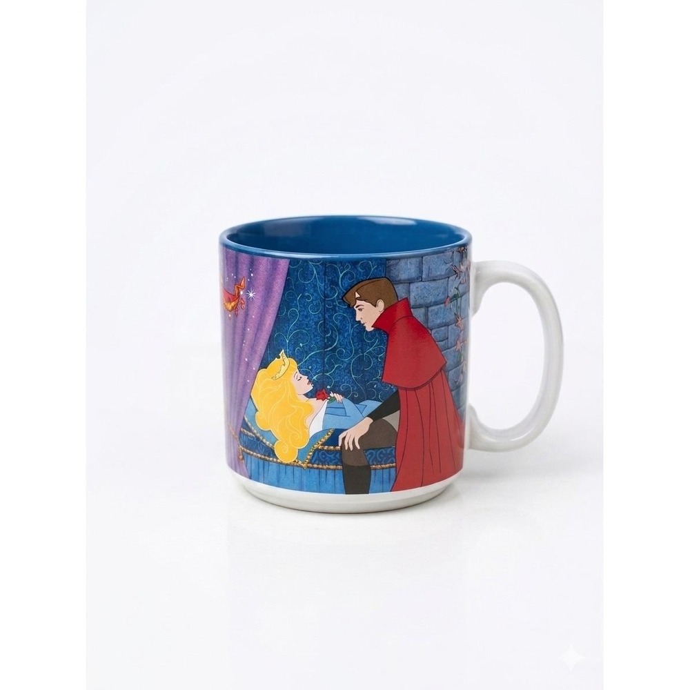 Disney Sleeping Beauty Maleficent Aurora Prince Phillip Ceramic Coffee Mug Made